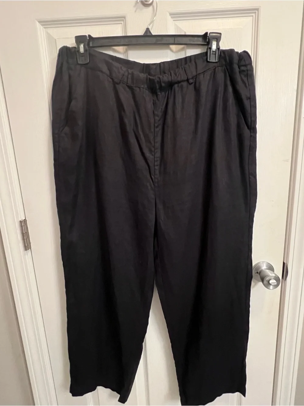 Quince 100% European Linen Pants Womens XL Black Pull On Beach Coastal Preppy